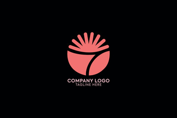 lineart flower abstract business logo, lineart star Minimal awesome trendy professional logo design template on black background.  For your business. Vector sign.