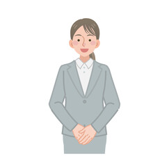 笑顔で応対するビジネスウーマン