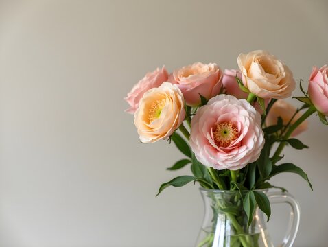 flowers in a vase on a table. AI-Generated
