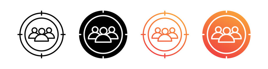 Target Audience Multiple Style Icon Set Collection 