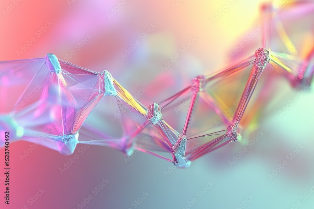 Poster futuristic polygonal connection structure demonstrating advanced technology in vibrant colors, polyg