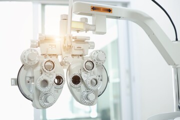 x ray machine, Phoropter for eye test, lenses glasses for eye check in optical store, health care, eye care concept, industry eye care 
