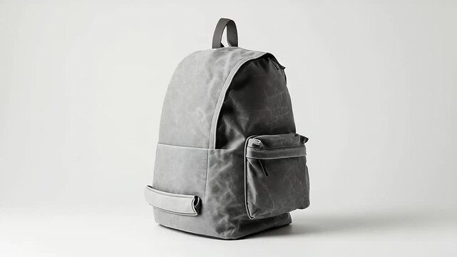 Stylish gray backpack on white background