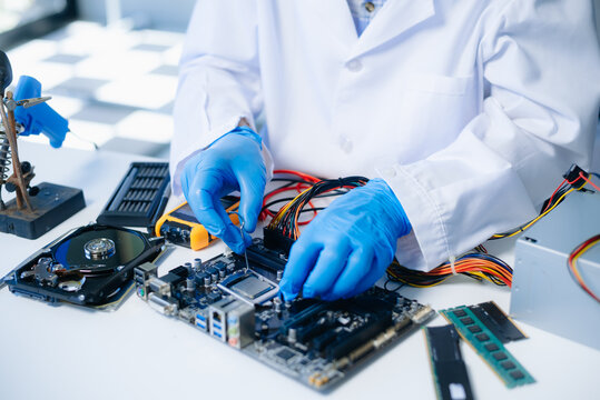 Showcasing expert computer hardware assembly and hard drive installation with precision and advanced technology