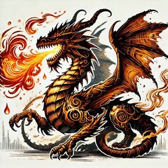 Dragon drawing and printmaking techniques