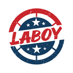 Retro-style circular Labor Day badge with stars and stripes celebrating American workers and national pride vector