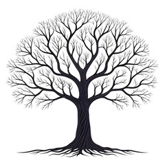 Obraz premium Detailed Minimalist Tree Silhouette with Exposed Roots and Bare Branches