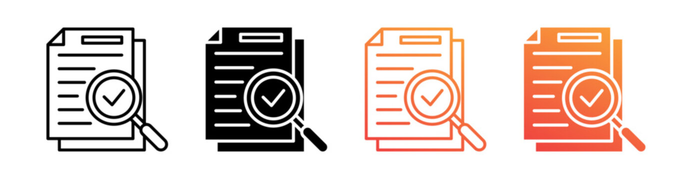 Reviewing Documents Multiple Style Icon Set Collection 