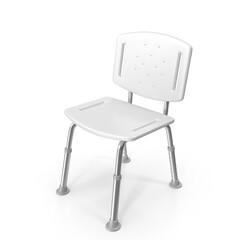 Adjustable Hospital Shower Chair with Backrest Isolated on Transparent Background