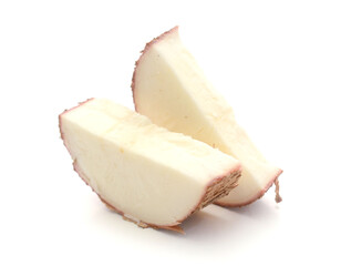 Yuca cassava roots isolated on white background