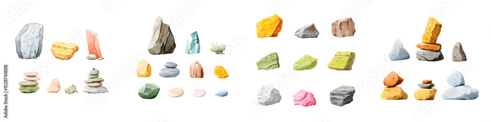 Poster a collection of various rocks stones and minerals arranged in a visually appealing display long titl