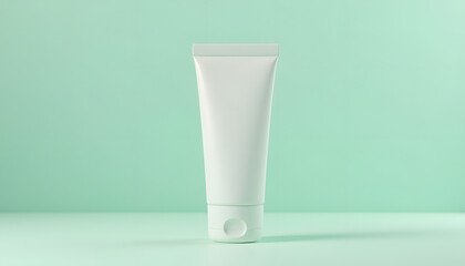 Green cosmetic tube mockup for beauty, skincare, or toiletry products. Clean and simple design, perfect for branding, product advertising, and packaging visuals.