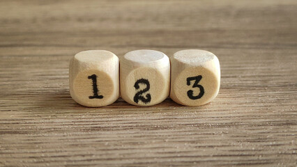 Sequential Progression, Numbered Wooden Blocks 1, 2, 3