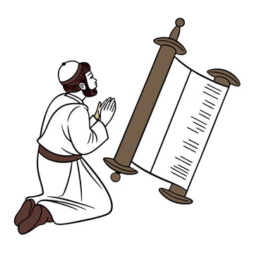 man praying near scroll clip art preview