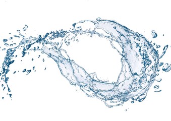 白背景に抽象的な青い水しぶきの3dイラスト
