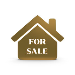 Brown House for Sale Icon Isolated on Transparent Background