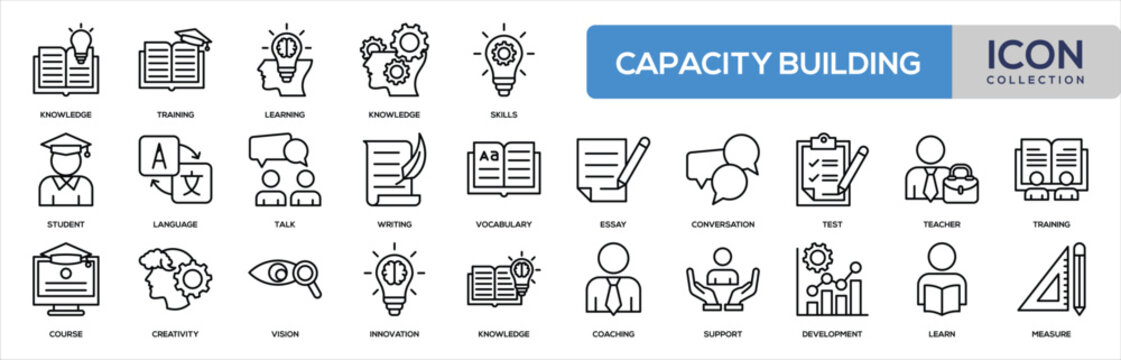 Capacity Building Line Icon Building