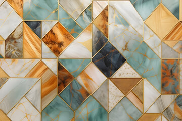 Abstract geometric marble pattern wallpaper background design with gold lines and shapes 
