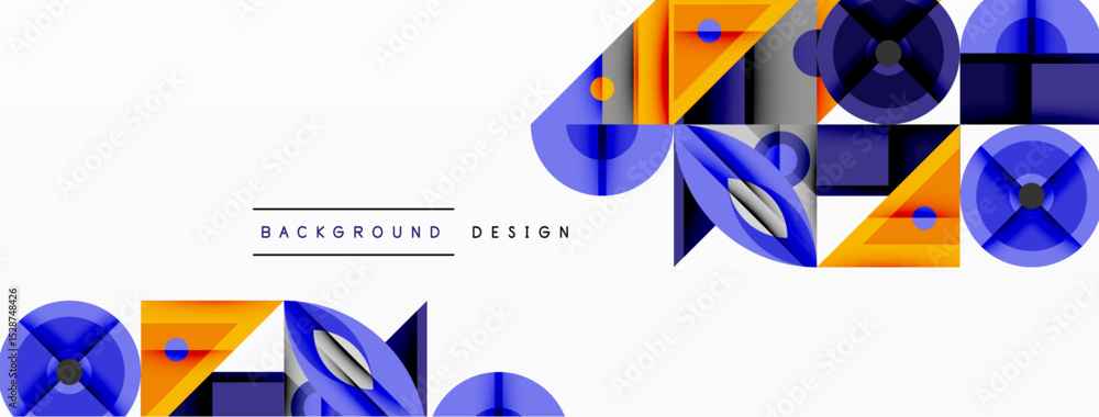 Poster abstract geometric shapes, vibrant colors, modern design elements. clean lines, dynamic composition,