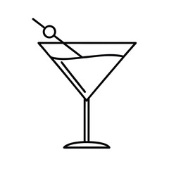 Martini glass line drawing cocktail drink icon