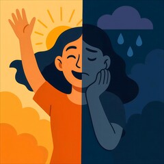 Bipolar Disorder Concept – Dual State of Mind Illustration