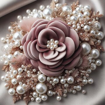 Velvet decorated with pearl bea