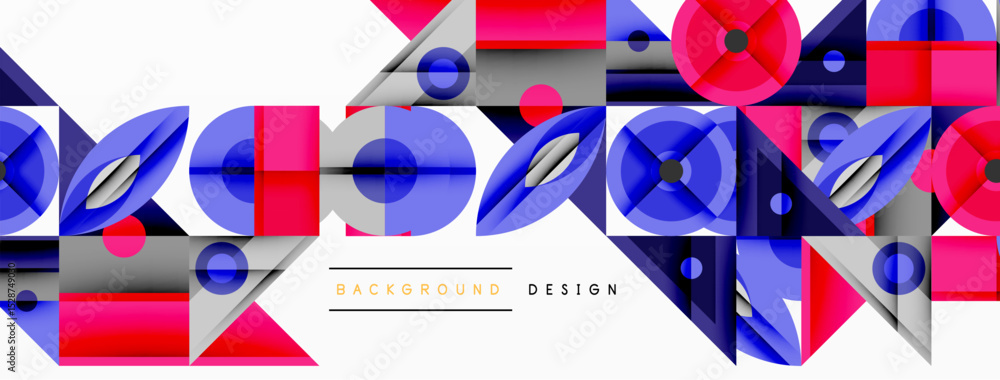 Leinwandbilder Abstract geometric pattern. Red, blue, gray shapes overlap creating dynamic visual texture. Modern design element for backgrounds.