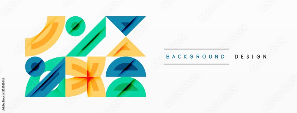 Aufkleber Abstract geometric shapes, vibrant colors, modern design. Background features layered elements, creating dynamic visual impact.