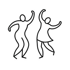 Happy couple line drawing dancing joyful celebration