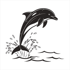 silhouette dolphin on white background