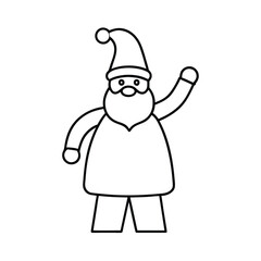 Happy santa claus line drawing waving hello