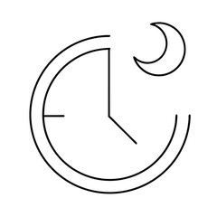 Simple line drawing clock night time sleep schedule