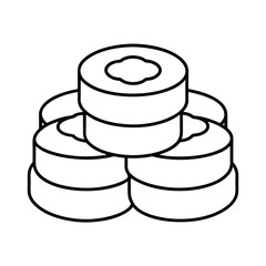 Delicious sushi rolls line drawing graphic illustration