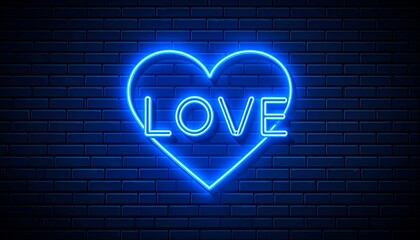 Eye-catching neon love sign featuring heart imagery set against a dark background ideal for valentine and romantic themes