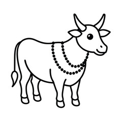 Adorned line drawing of a sacred cow bull
