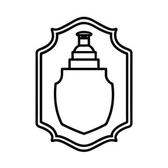 Elegant line drawing perfume bottle in ornate frame