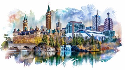 Canada travel collage of famous places, Element for Advertisement, postcard, poster
