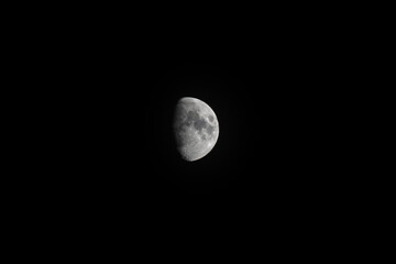 Half Moon in Dark Sky