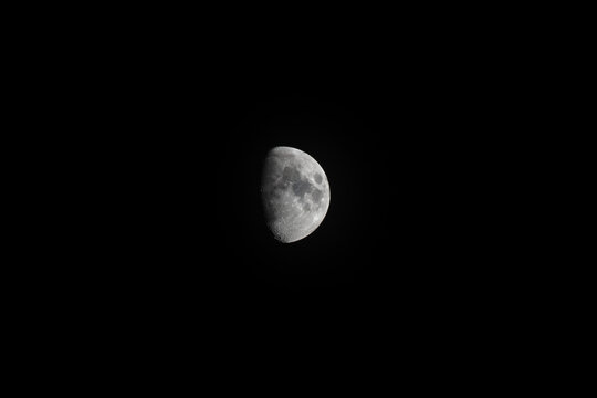 Half Moon in Dark Sky