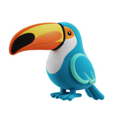 Fototapeta premium Cartoon toucan posing on transparent background