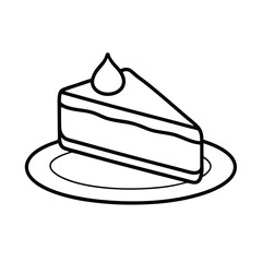 Delicious cake slice line drawing dessert illustration