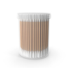 Hygienic Cotton Swabs with White Tips Isolated on Transparent Background