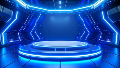 Sleek futuristic spaceship design with striking blue lights for an impressive sci-fi visualization and concept
