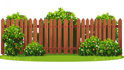 Beautiful fence surrounded by vibrant flowers and plants creating a serene garden environment with greenery