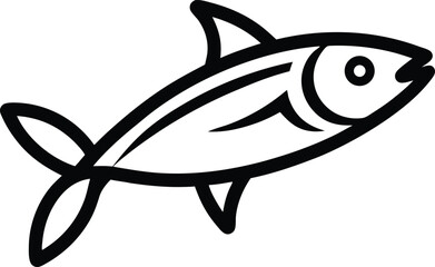 Obraz premium Anchovy Outline Icon: Fish Food