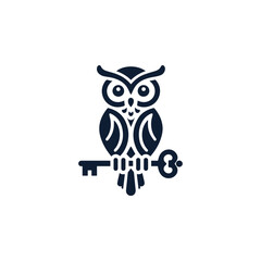 Owl and key logo