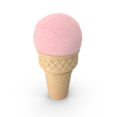 Classic Ice Cream Cone with Scoop Isolated on Transparent Background
