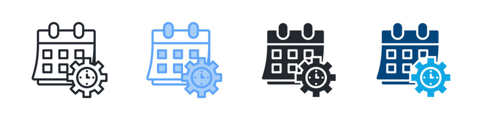 Time Icon Set Multiple Style. Design In Outline, Blue, Glyph, Dualtone