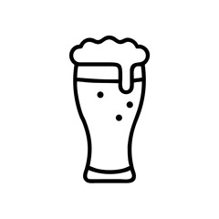 Tall beer glass in outline style, black and white