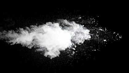 Dense billowing white smoke cloud isolated on a dark background for visual effects and abstract artistic concepts